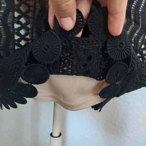 NEW Lush Black w/Tan Lining Eyelet Sleeveless Cocktail Dress Size L - Picture 7 of 14